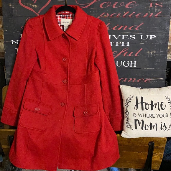 Crimson Red Pea Coat - Picture 1 of 2